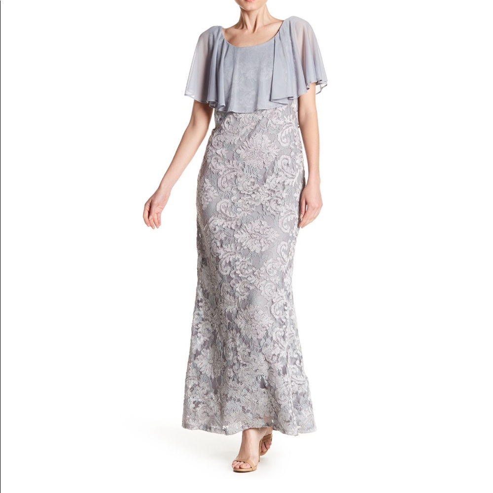 Marina Ruffle Popover Lace Dress